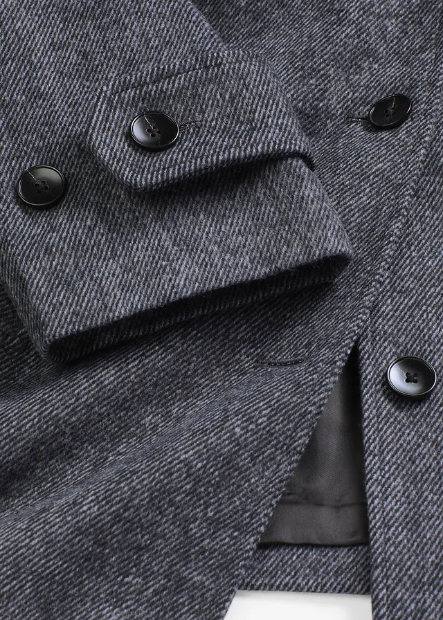 Lange peacoat in wol-look • antraciet gemêleerd • product-page.page-title-suffix
