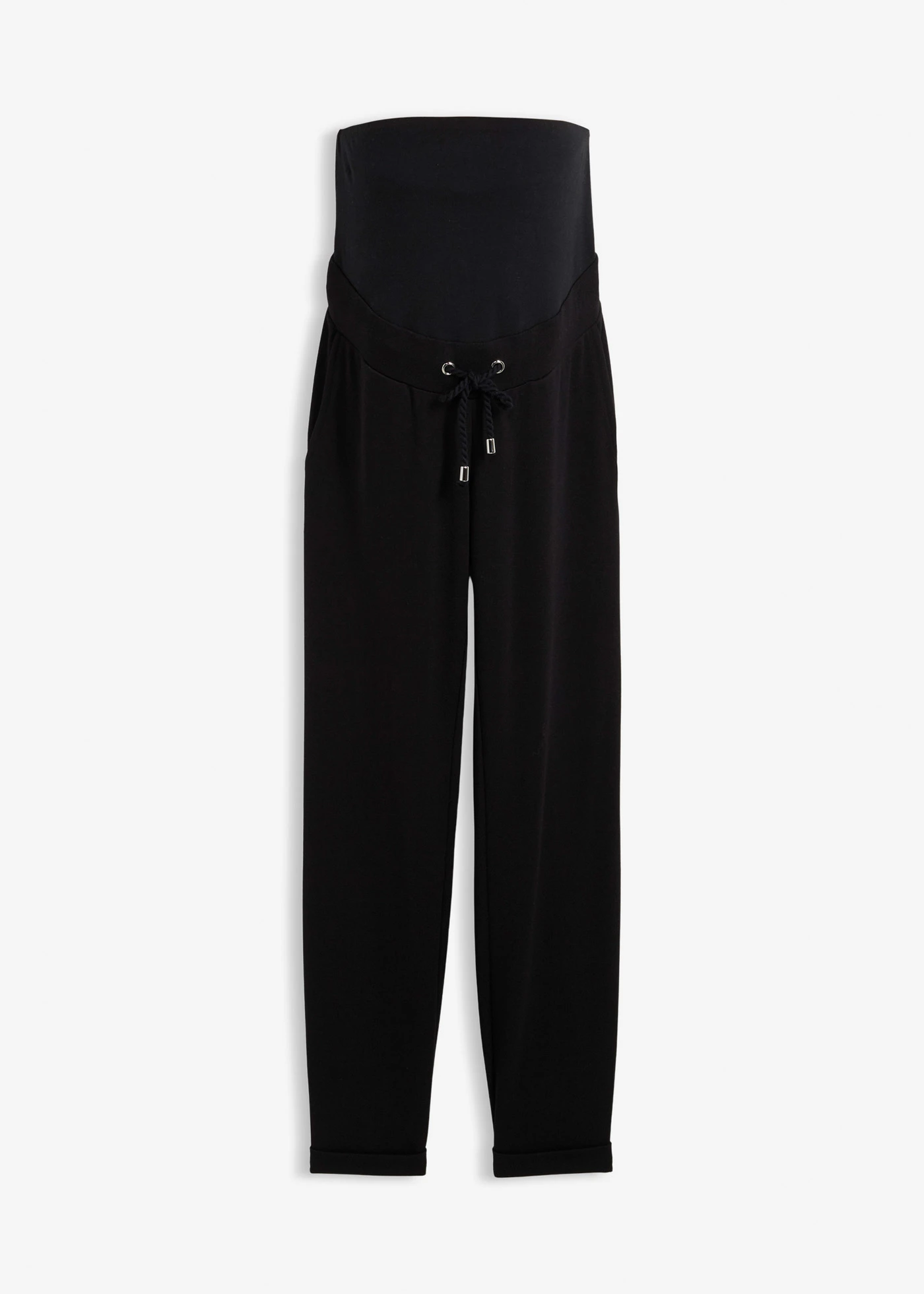 Těhotenské kalhoty bez zapínání, s elastickým pasem, z materiálu Punto di Roma • černá • bonprix obchod