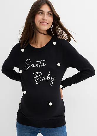 Pull de Noël pour la grossesse • noir-écru • Boutique bonprix