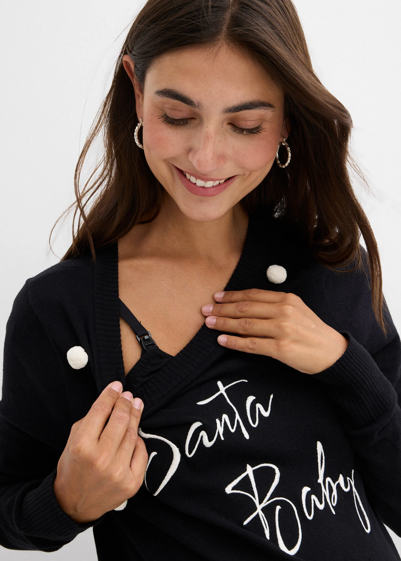 Pull de Noël pour la grossesse • noir-écru • Boutique bonprix