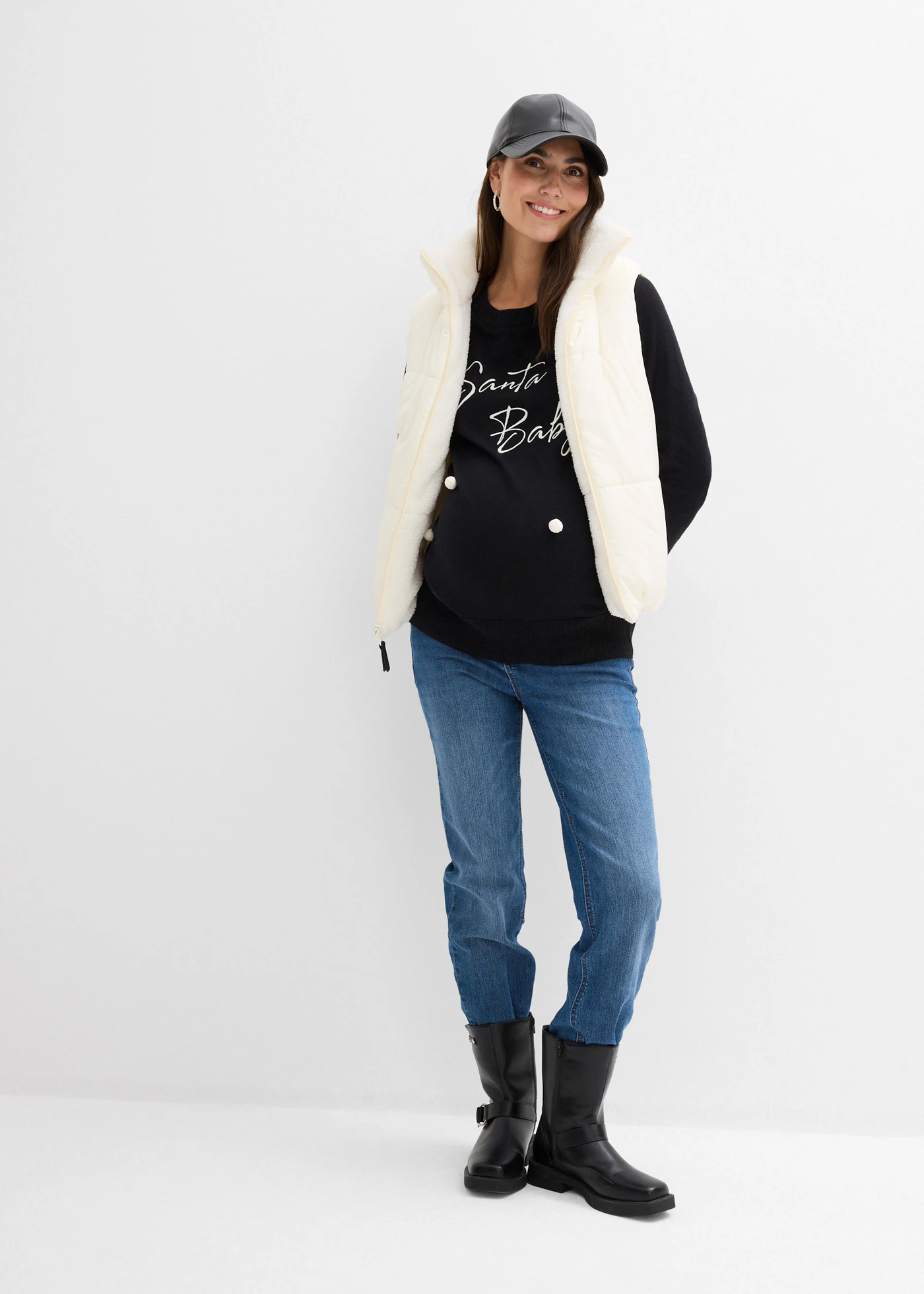 Pull de Noël pour la grossesse • noir-écru • Boutique bonprix