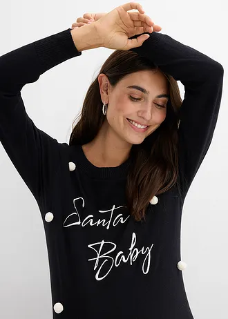 Pull de Noël pour la grossesse • noir-écru • Boutique bonprix