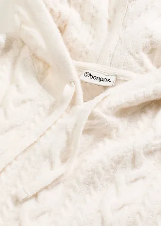 Grof gebreide trui met capuchon, Kleur: parelwit