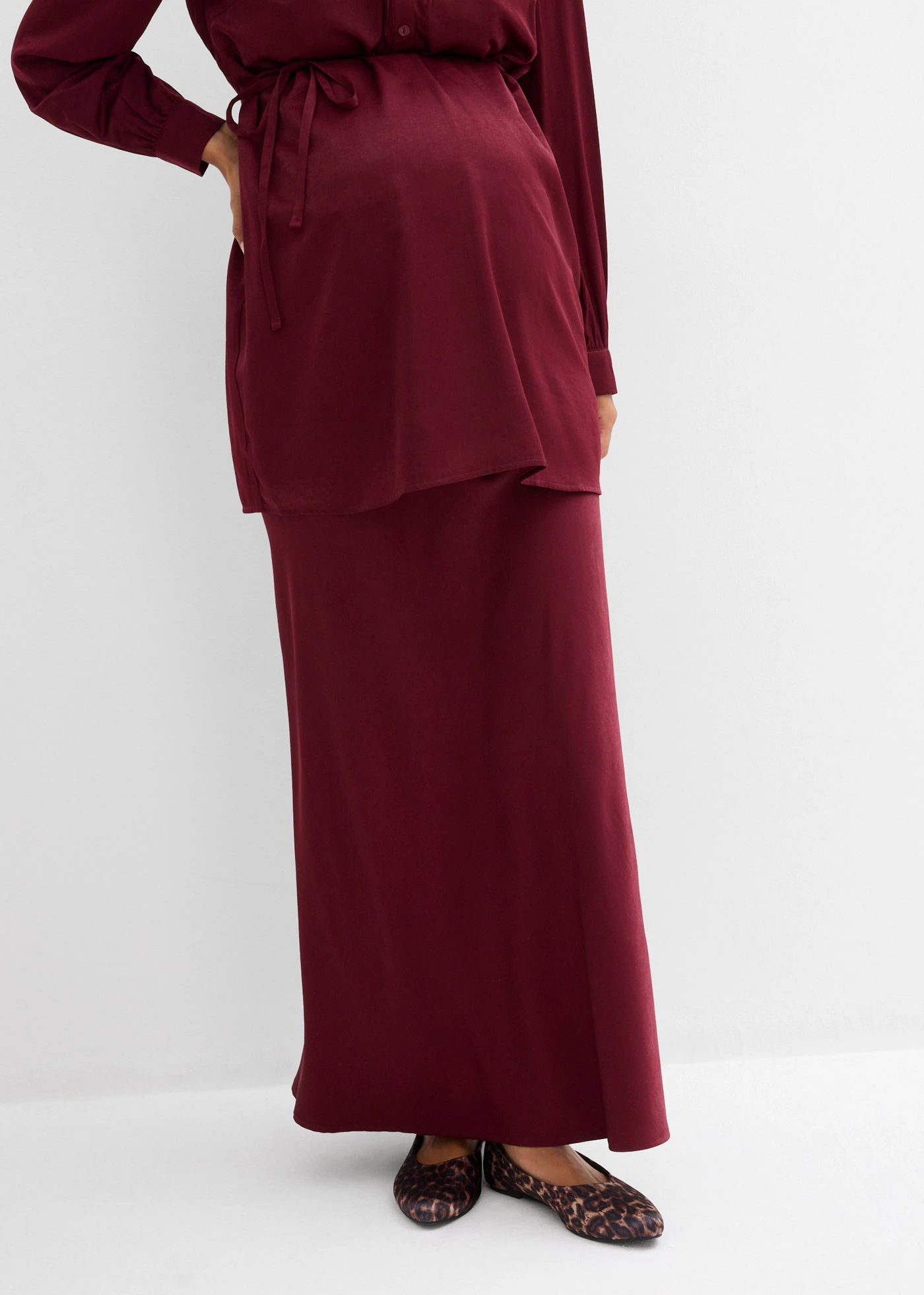 Těhotenská sukně ze saténu • tmavě bobulová • bonprix obchod