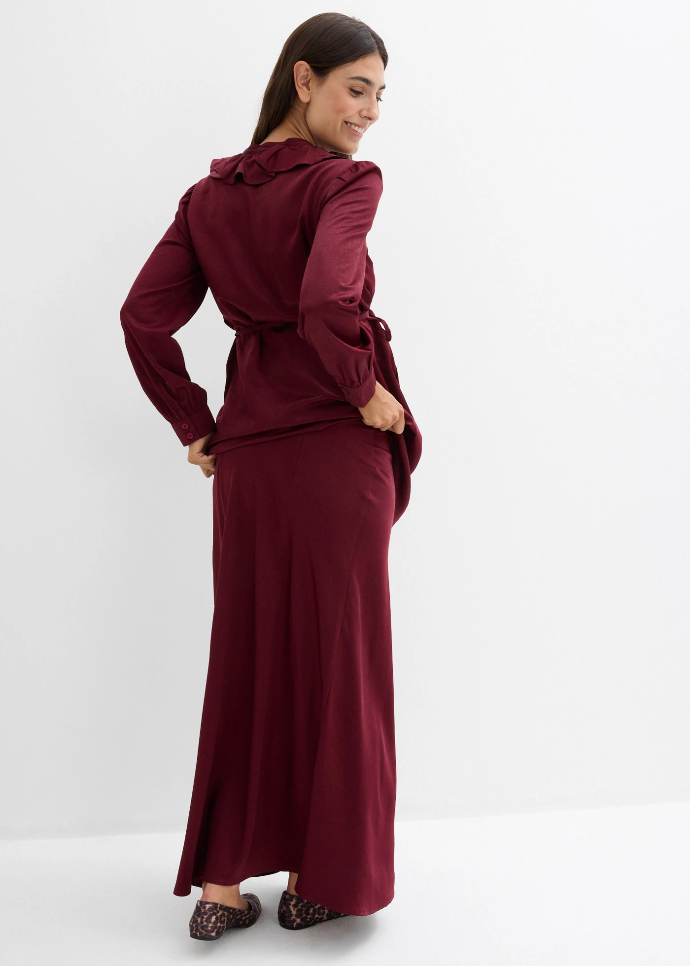 Těhotenská sukně ze saténu • tmavě bobulová • bonprix obchod