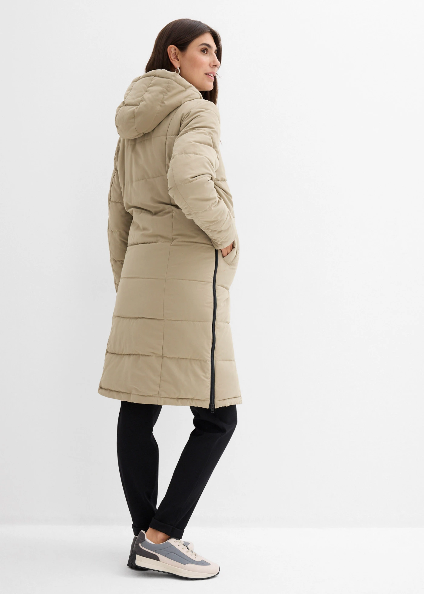 Těhotenský a nosicí kabát 3 v 1 s prošíváním, recyklovaný polyester • nová khaki • bonprix obchod