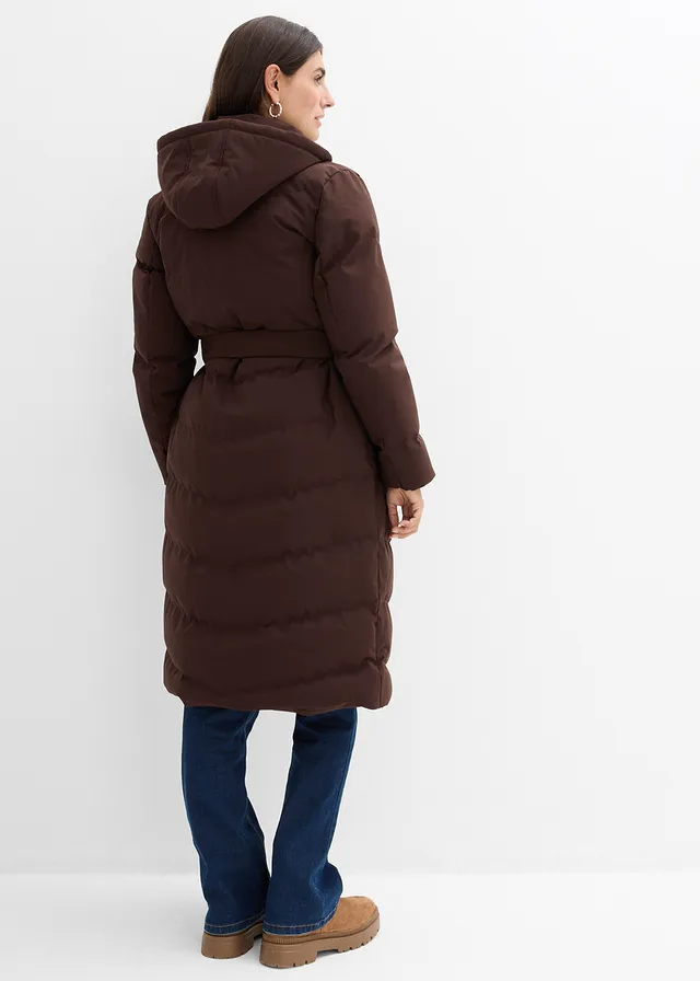 Manteau de grossesse 2-en-1 chaud et matelassé avec fonction portage, Couleur: marron foncé