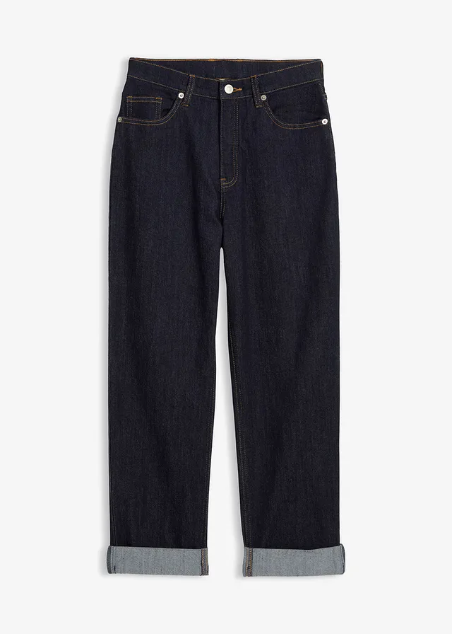 Džíny Loose Fit, Straight, s nastavitelným pasem, barva: tmavě modrý denim