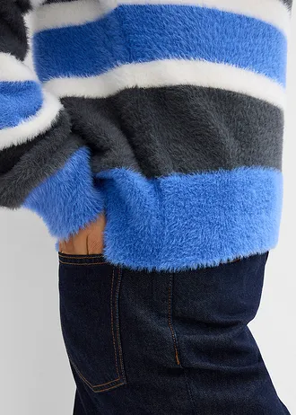 Oversized svetr • antracitovo-nebesky modro-přírodní bílá s proužky • bonprix obchod