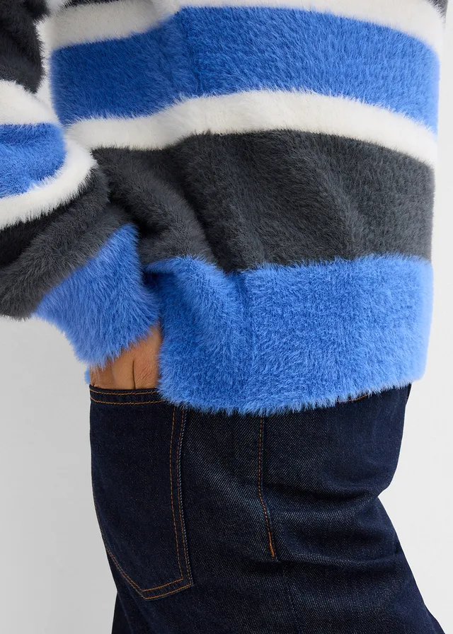 Pull oversize • anthracite-bleu ciel-écru rayé • product-page.page-title-suffix