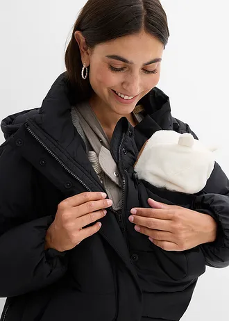 Těhotenská prošívaná bunda s nosicí vsadkou, vodoodpudivá 3 v 1 • černá • bonprix obchod