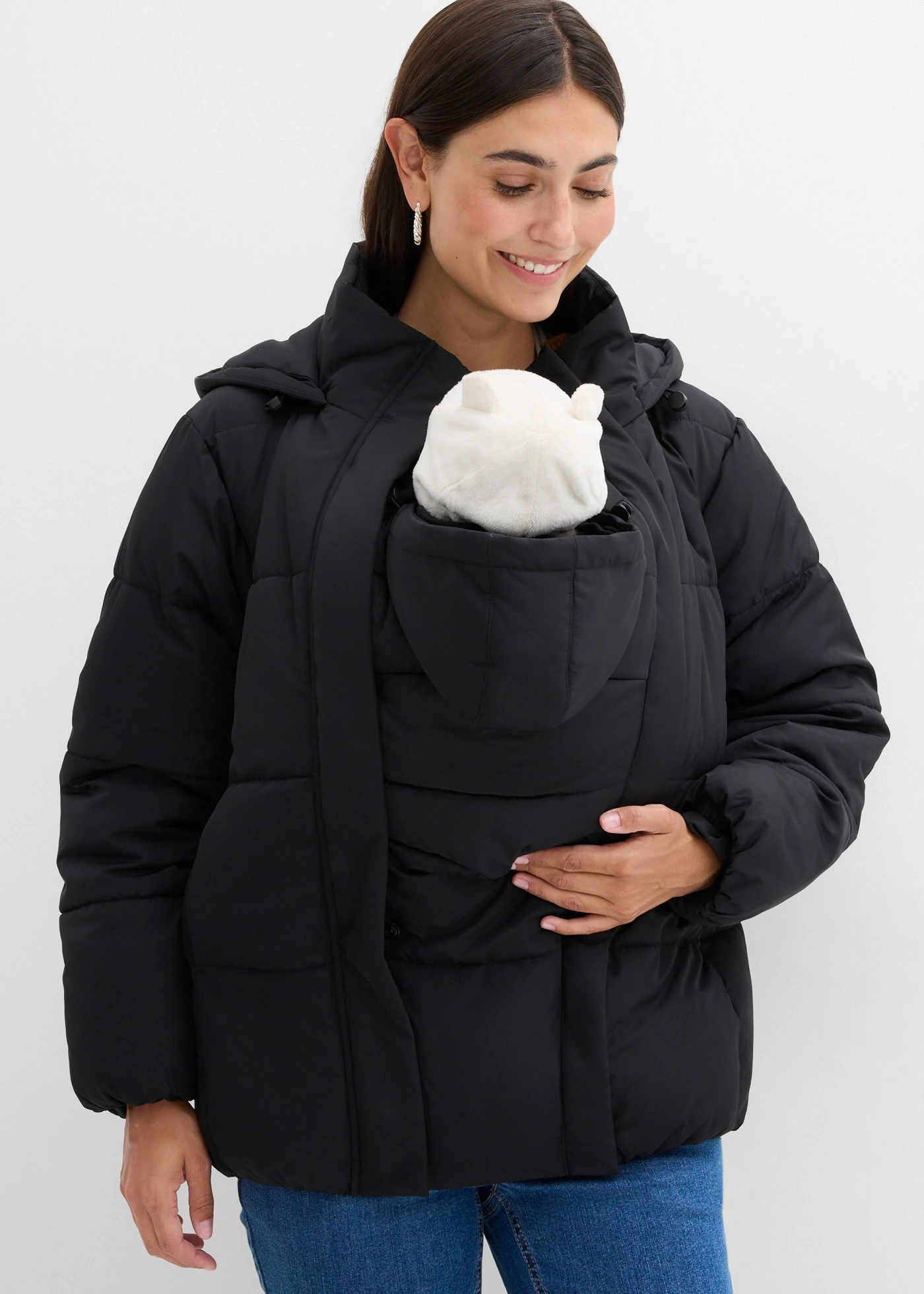 Těhotenská prošívaná bunda s nosicí vsadkou, vodoodpudivá 3 v 1 • černá • bonprix obchod