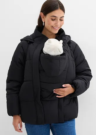 Těhotenská prošívaná bunda s nosicí vsadkou, vodoodpudivá 3 v 1 • černá • bonprix obchod