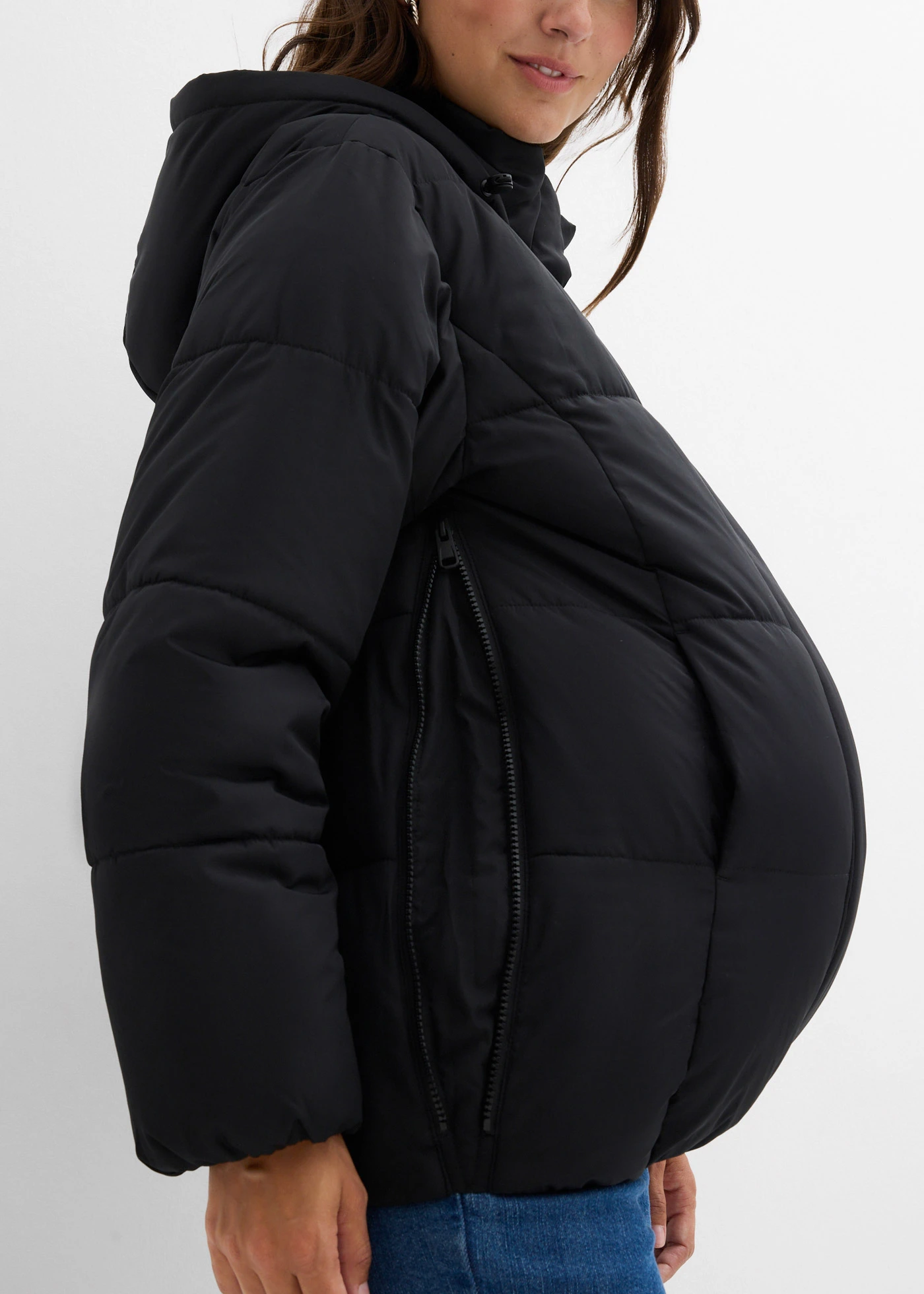 Těhotenská prošívaná bunda s nosicí vsadkou, vodoodpudivá 3 v 1 • černá • bonprix obchod