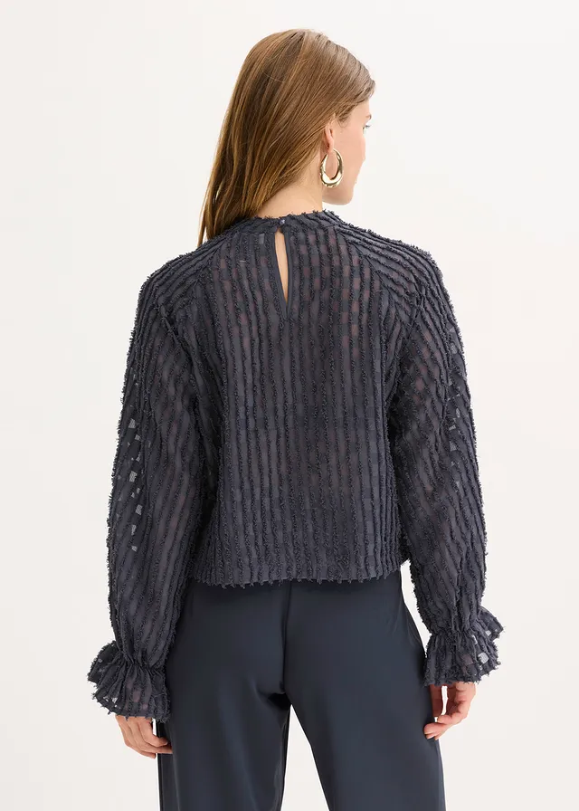 Blouse van gestructureerd materiaal • nachtblauw • product-page.page-title-suffix