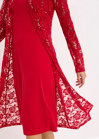 Šaty s krajkou (2dílná souprava) • tmavě červená • bonprix obchod