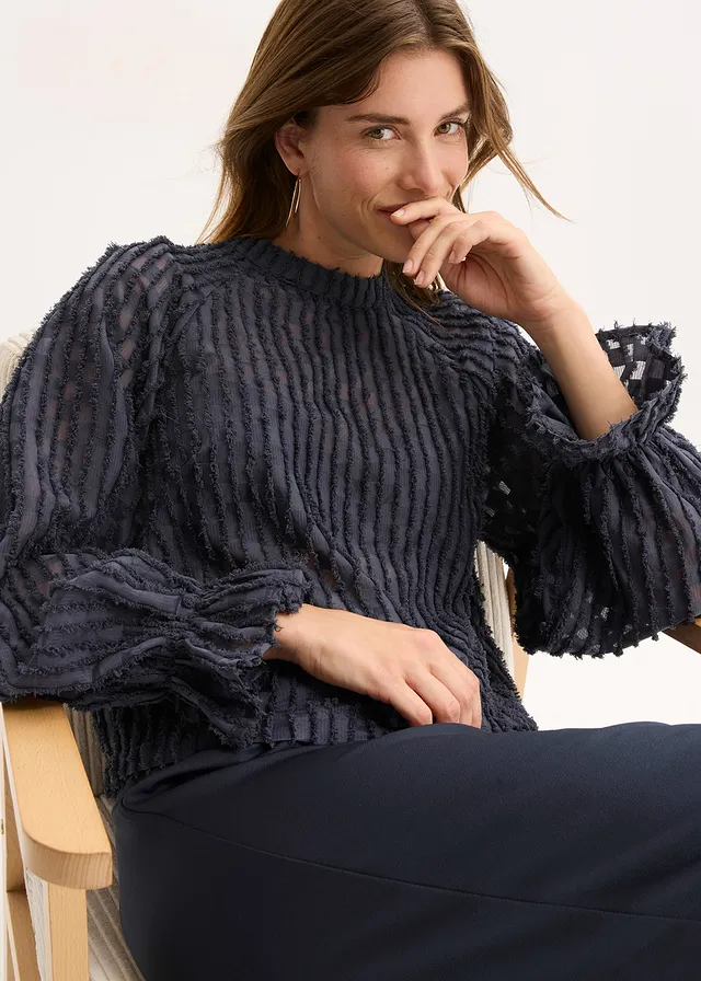 Blouse texturée • bleu nuit • product-page.page-title-suffix