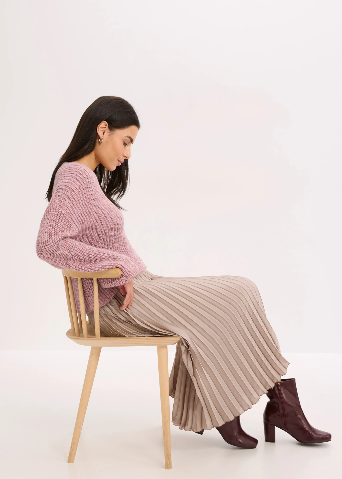 Krátký pletený kabátek s třpytivou přízí a podílem vlny • růžový melír • bonprix obchod