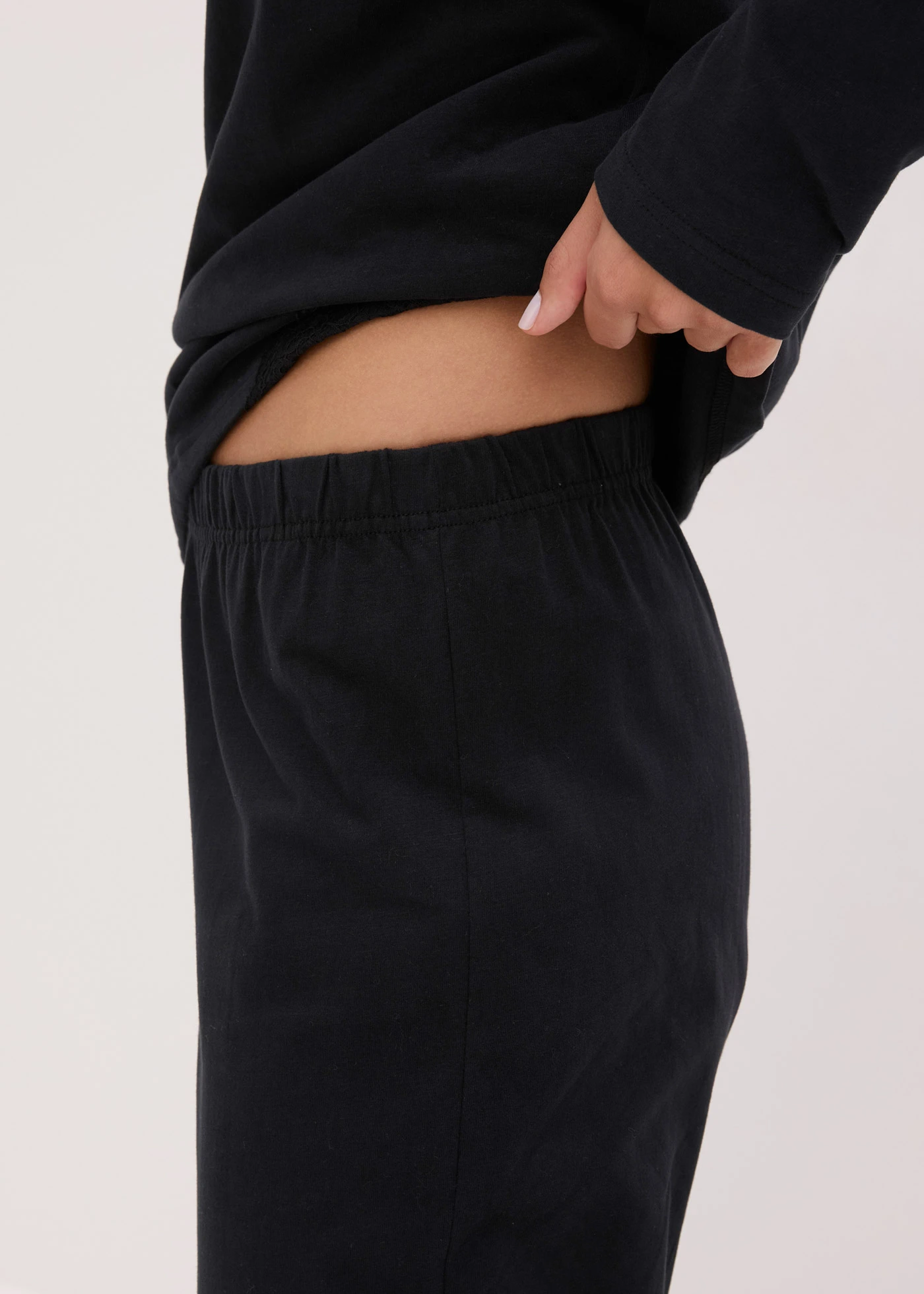 Pyjama van zacht katoen met kant (2-dlg. set) • zwart • bonprix online shop