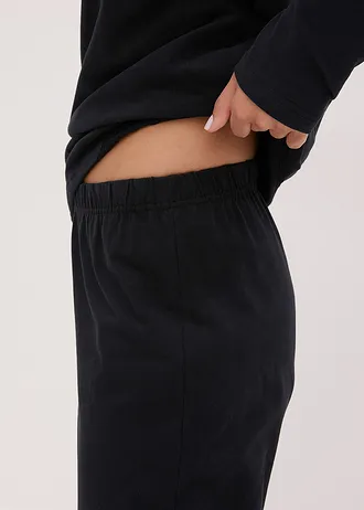 Pyjama en coton doux rehaussé de dentelle • noir • Boutique bonprix