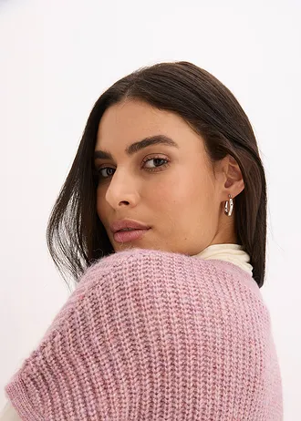 Gilet sans manches en laine mélangée avec boutons décoratifs • rose chiné • Boutique bonprix