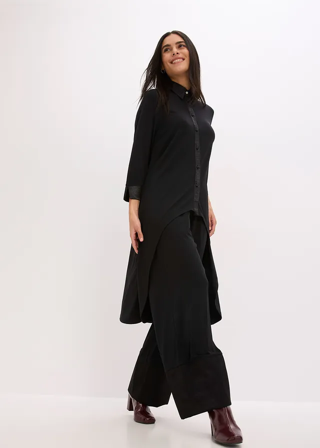 Jersey blouse met satijnen versieringen • zwart • product-page.page-title-suffix