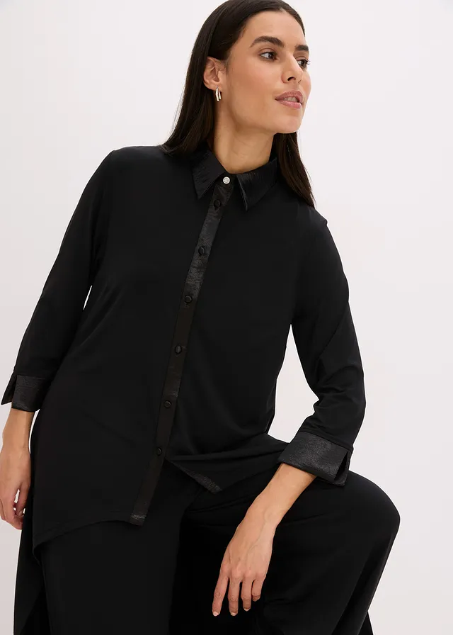 Jersey blouse met satijnen versieringen • zwart • product-page.page-title-suffix