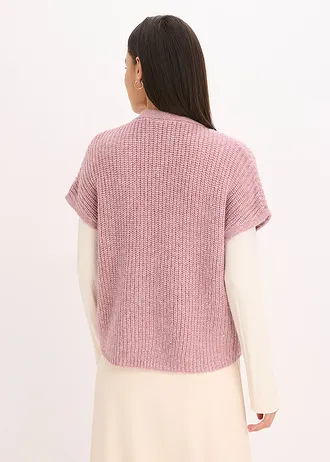 Gilet sans manches en laine mélangée avec boutons décoratifs • rose chiné • Boutique bonprix