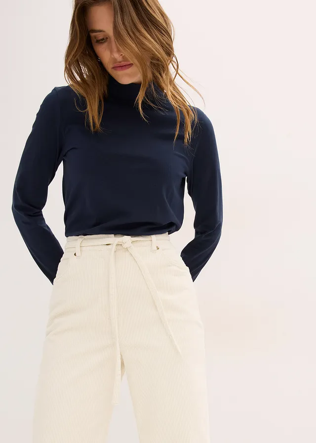 Pantalon large en velours côtelé avec ceinture à nouer • blanc nacré • product-page.page-title-suffix