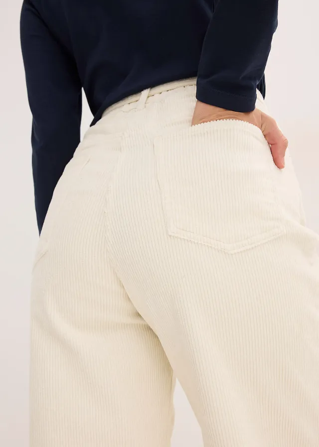 Pantalon large en velours côtelé avec ceinture à nouer • blanc nacré • product-page.page-title-suffix