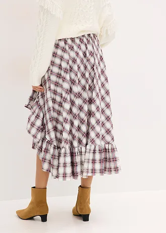 Sukně s prodlouženým zadním lemem • perlově bílá kostka sepraná • bonprix obchod