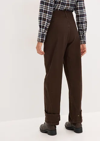 Keprové kalhoty s vysokým pasem • tmavě hnědá sepraná • bonprix obchod