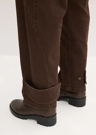 Keprové kalhoty s vysokým pasem • tmavě hnědá sepraná • bonprix obchod