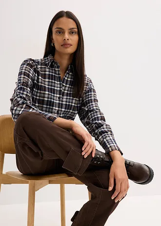 Keprové kalhoty s vysokým pasem • tmavě hnědá sepraná • bonprix obchod