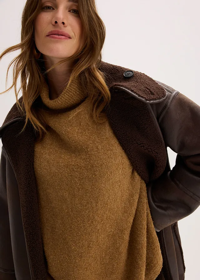 Oversized poncho trui • cognac • product-page.page-title-suffix