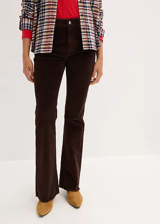 Manšestrové kalhoty s rozšiřujícím se střihem • tmavě hnědá • bonprix obchod