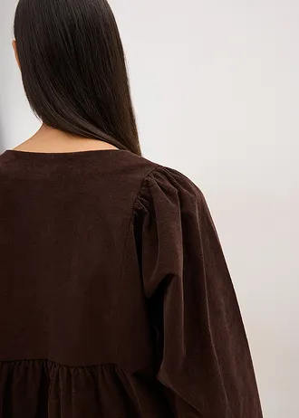 Manšestrové šaty z bavlny • tmavě hnědá • bonprix obchod