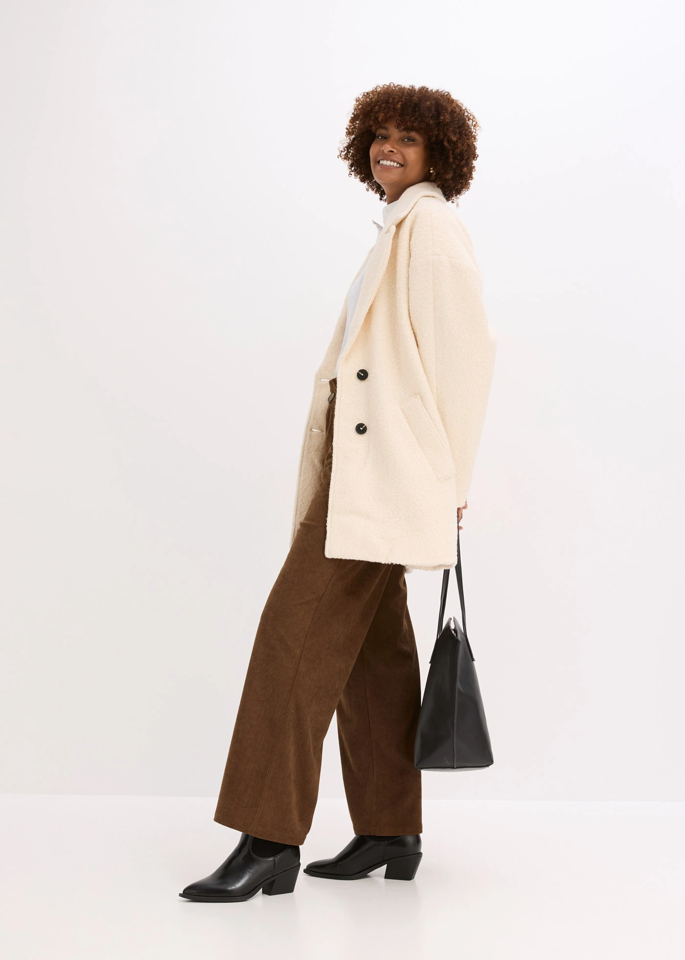 Corduroy broek met wijde pijpen • bruin • bonprix online shop