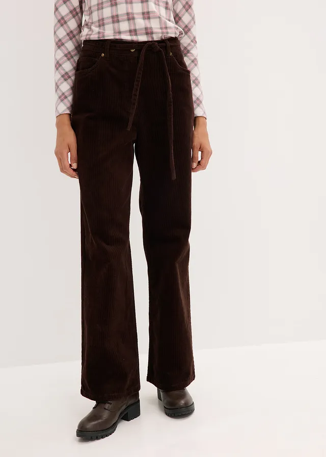 Pantalon large en velours côtelé avec ceinture à nouer • marron foncé • product-page.page-title-suffix