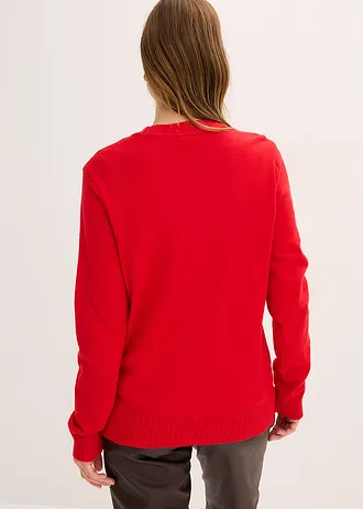 Gilet long en maille douce • rouge lave • Boutique bonprix