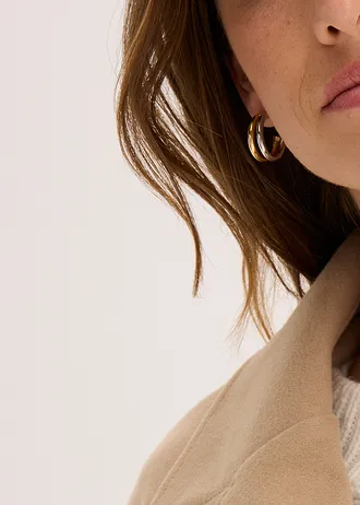 Oversize kabát s vlněným vzhledem • světlá khaki melír • bonprix obchod