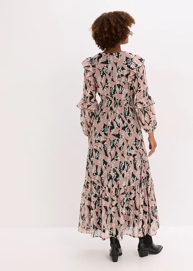 Robe en mousseline à volants • noir-bois de rose floral • product-page.page-title-suffix