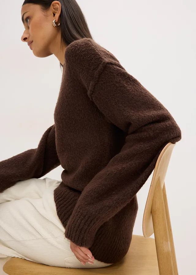 Oversized trui • donkerbruin gemêleerd • product-page.page-title-suffix