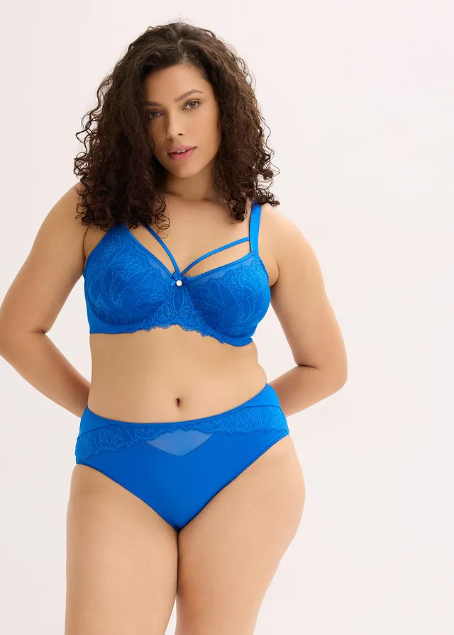 Minimizer bh met sierlijk kant, Kleur: azuurblauw