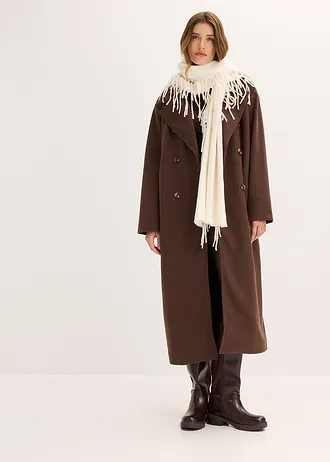 Lange oversized jas in wollen look • donkerbruin • bonprix online shop