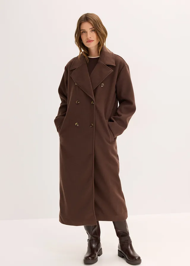 Manteau oversize, Couleur: marron foncé
