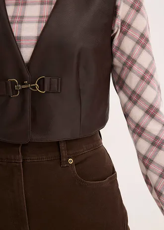 Vesta z umělé kůže s obnošeným vzhledem • tmavě hnědá • bonprix obchod