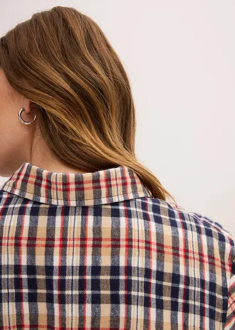 Flanelová košile z čisté bavlny • perlově bílo-inkoustově modro-světlá khaki-lávově červená kostka • bonprix obchod