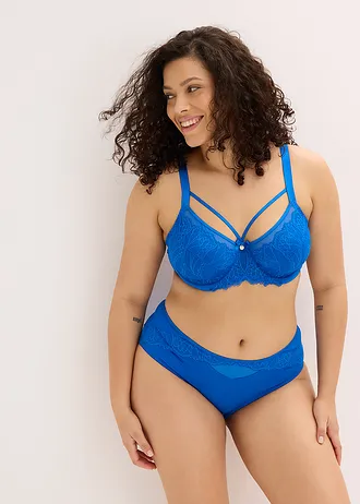 Maxislip met sierlijk kant, Kleur: azuurblauw