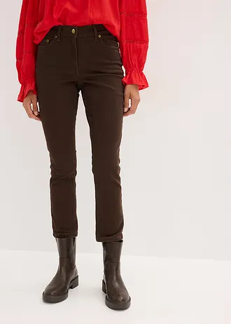 Twill broek van elastische katoenmix • donkerbruin washed • bonprix online shop